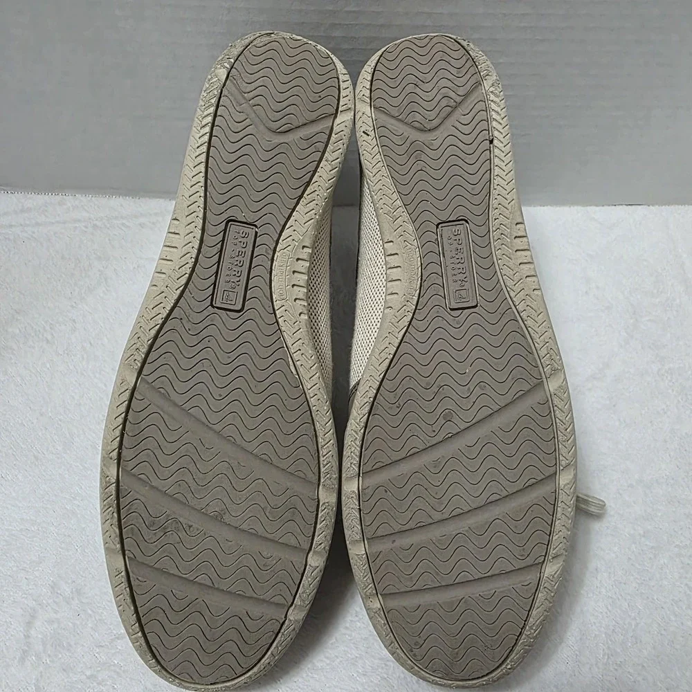 Sperry Top Sider Boat Shoes‎ Women 9.5 M Angelfish SlipOn Beige Leather STS94056